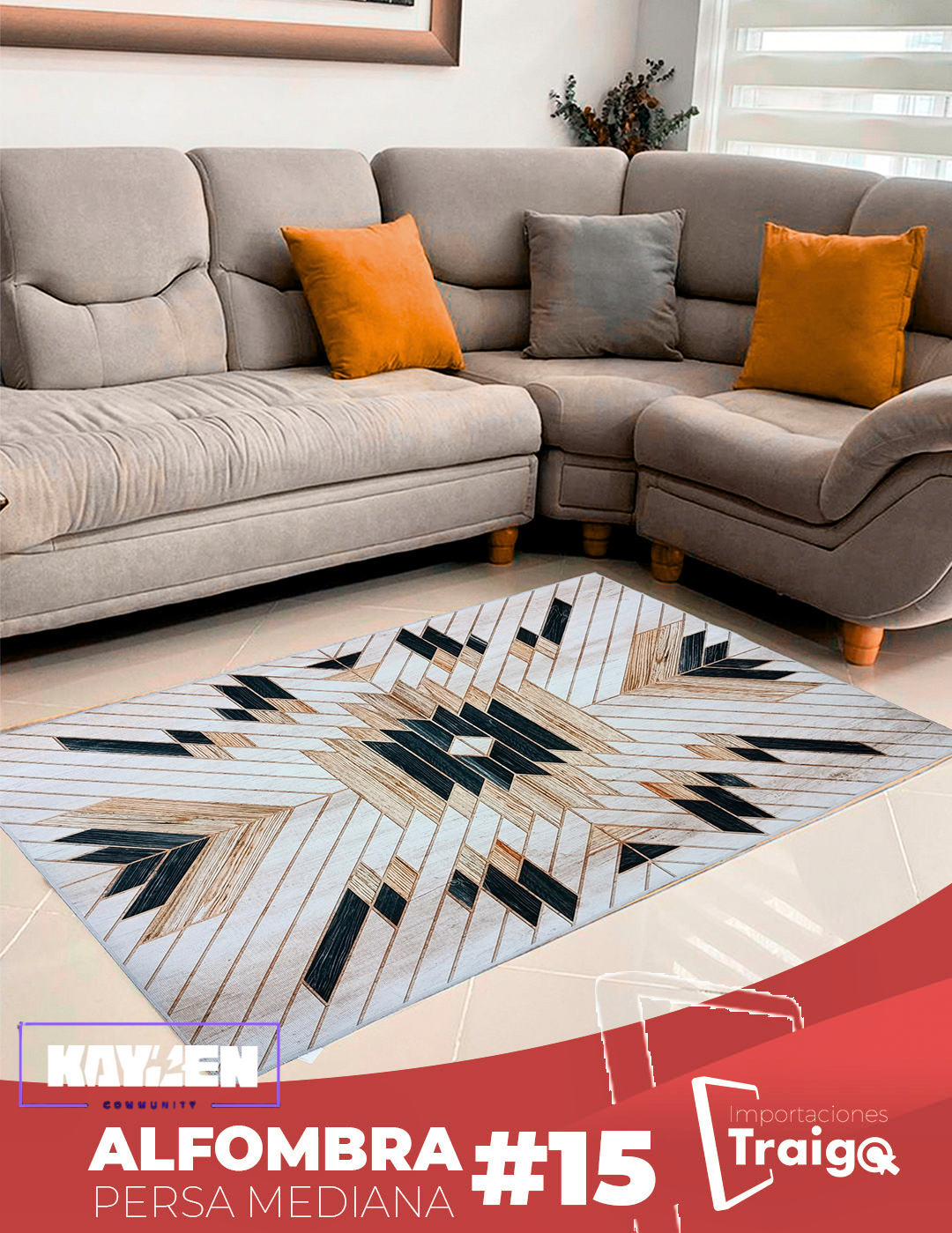 Alfombra Persa Mediana – Estilo Clásico, Suave y Elegante para Sala o Dormitorio 1mtx1.50mt